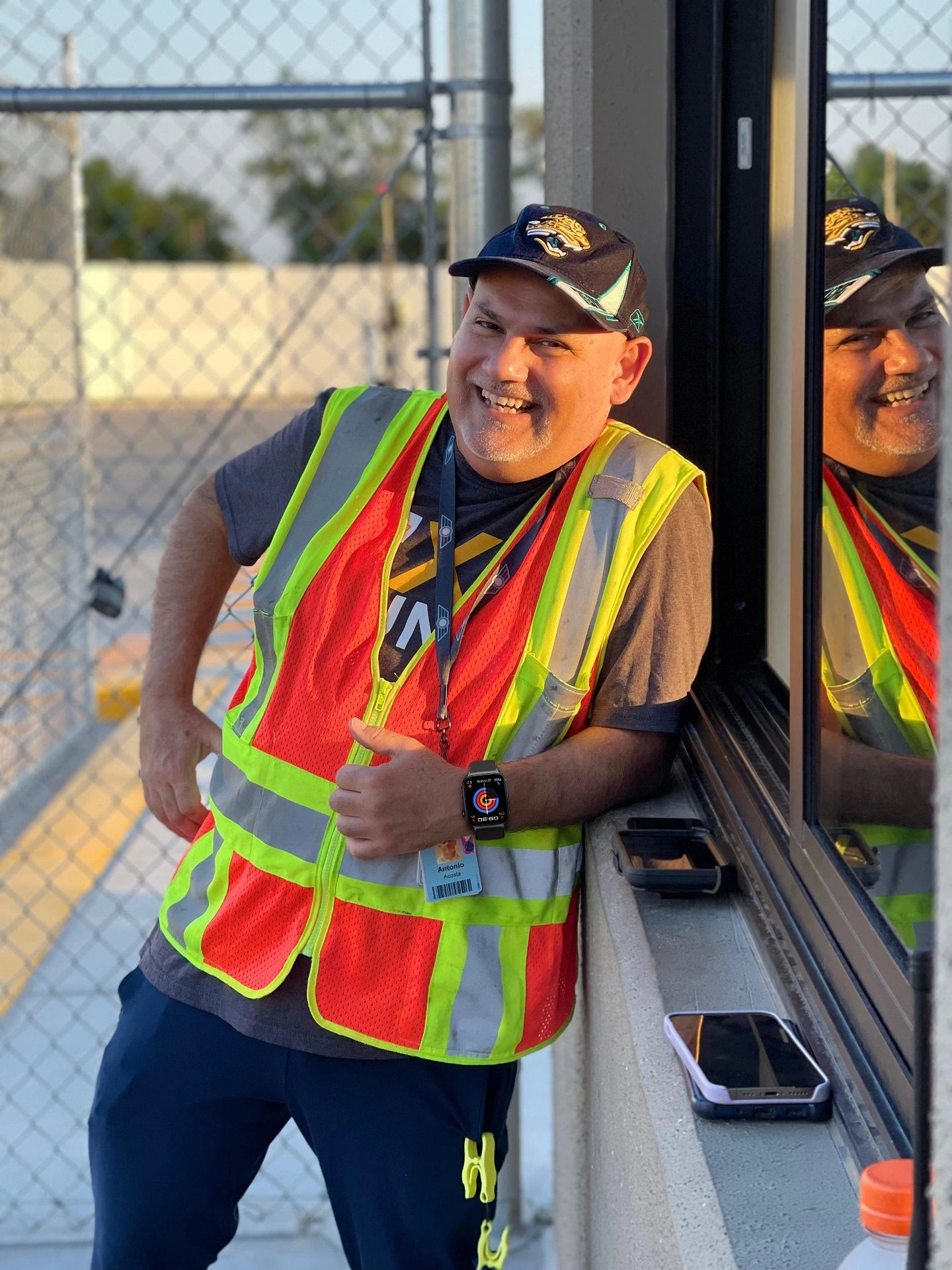 A construction worker wearing The Trevit Smartwatch