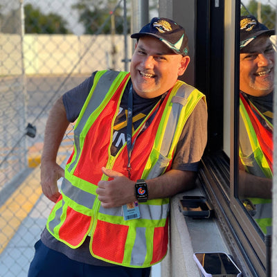 A construction worker wearing The Trevit Smartwatch